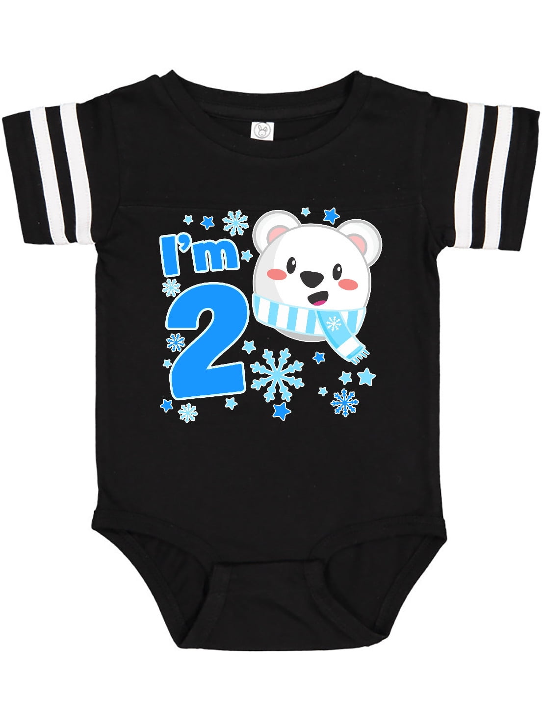 Black with white polar bear Baby bodysuit shirt 
