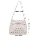 thumbnail image 3 of Large Capacity Tote Shoulder Bag Women’s Bow Canvas Handbag – Nylon Pink White, Adjustable Strap, Lightweight Commuter Purse 10.24 x 9.06 in, 3 of 6