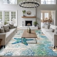 thumbnail image 3 of Teal Starfish Coastal Area Rugs 5'x7', Washable Small Throw Rugs for Laundry Room Playroom, Summer Beach Coral Nautical Ocean Indoor Outdoor Rug Non-Slip Low Pile Carpet Runner Reversible Floor Mats, 3 of 8