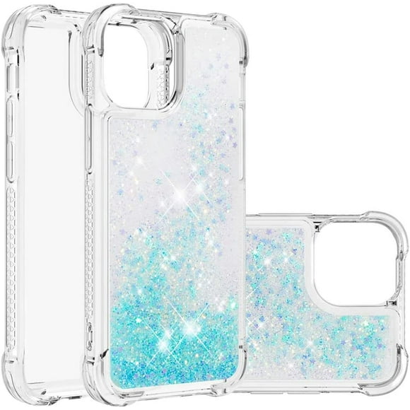 COTDINFOR Compatible with iPhone 13 Case Glitter Liquid Cute Clear Phone Case Floating Quicksand Shockproof Protective