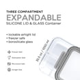 thumbnail image 2 of JUST COOK 3-Compartment Rectangular Glass Food Storage Container with Expandable Lid, Light Gray, 2 of 4