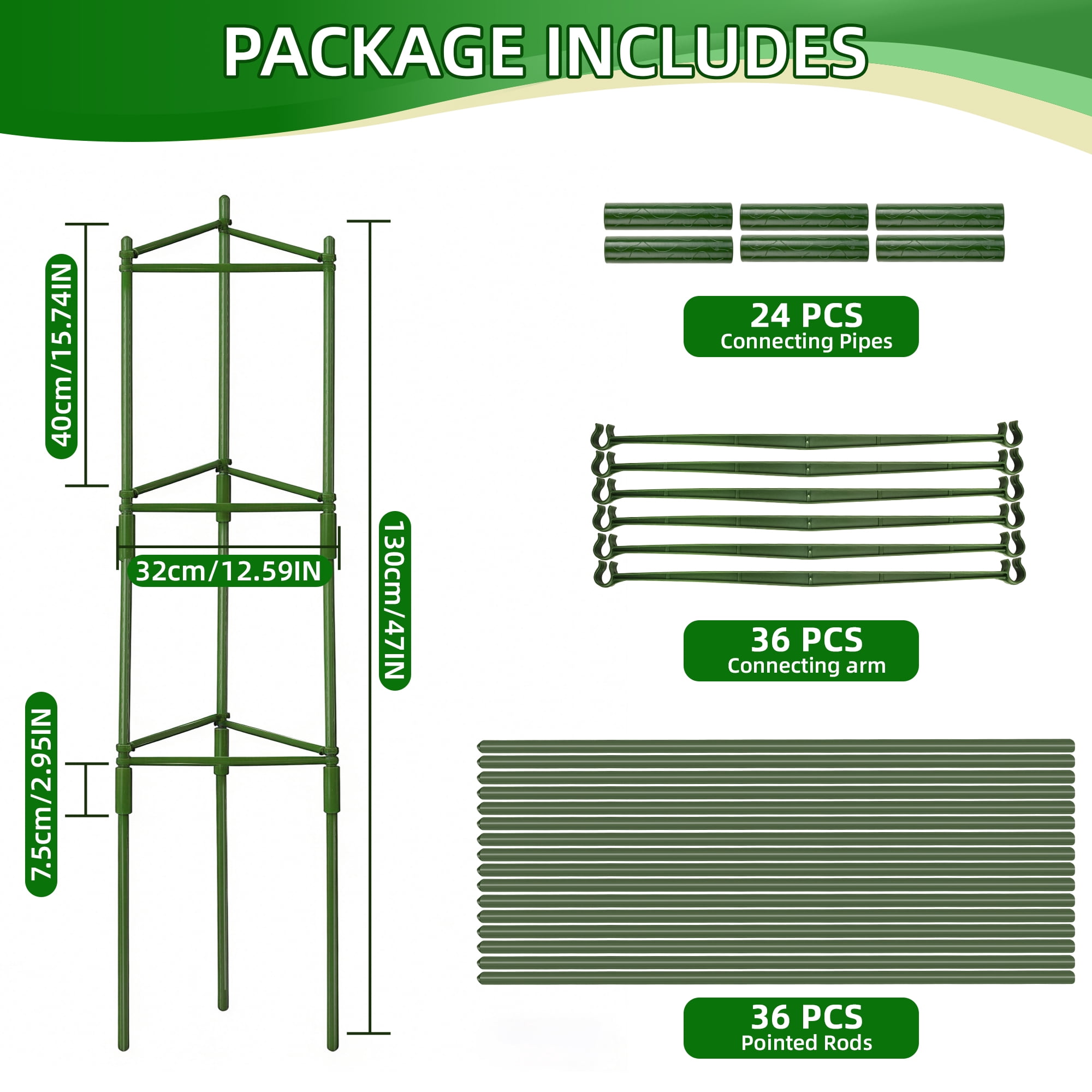 MOJINO 4 Pack Tomato Cages for Garden, 48 Inch Adjustable Tomato Cage Plant Support, Garden Plant Stakes Trellis for Climbing Plants Pots Vegetables Flowers Fruits