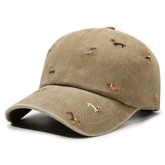 Partheme Washed Soft Top Baseball Cap, Vintage Faded Puppy Embroidery Curved Brim Hat, 100% Cotton Breathable Unisex Adjustable Cap for Spring Summer Outdoor Travel Streetwear Daily Use, D
