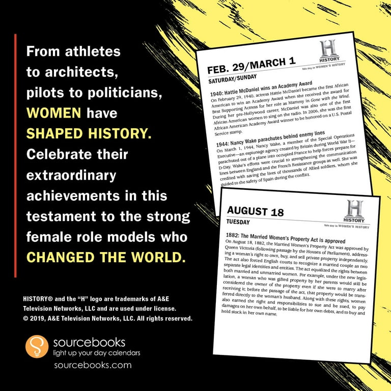 2020 History Channel This Day in Women's History Boxed Calendar: 365  Extraordinary Women and Events That Shaped History (Other) - Walmart.com
