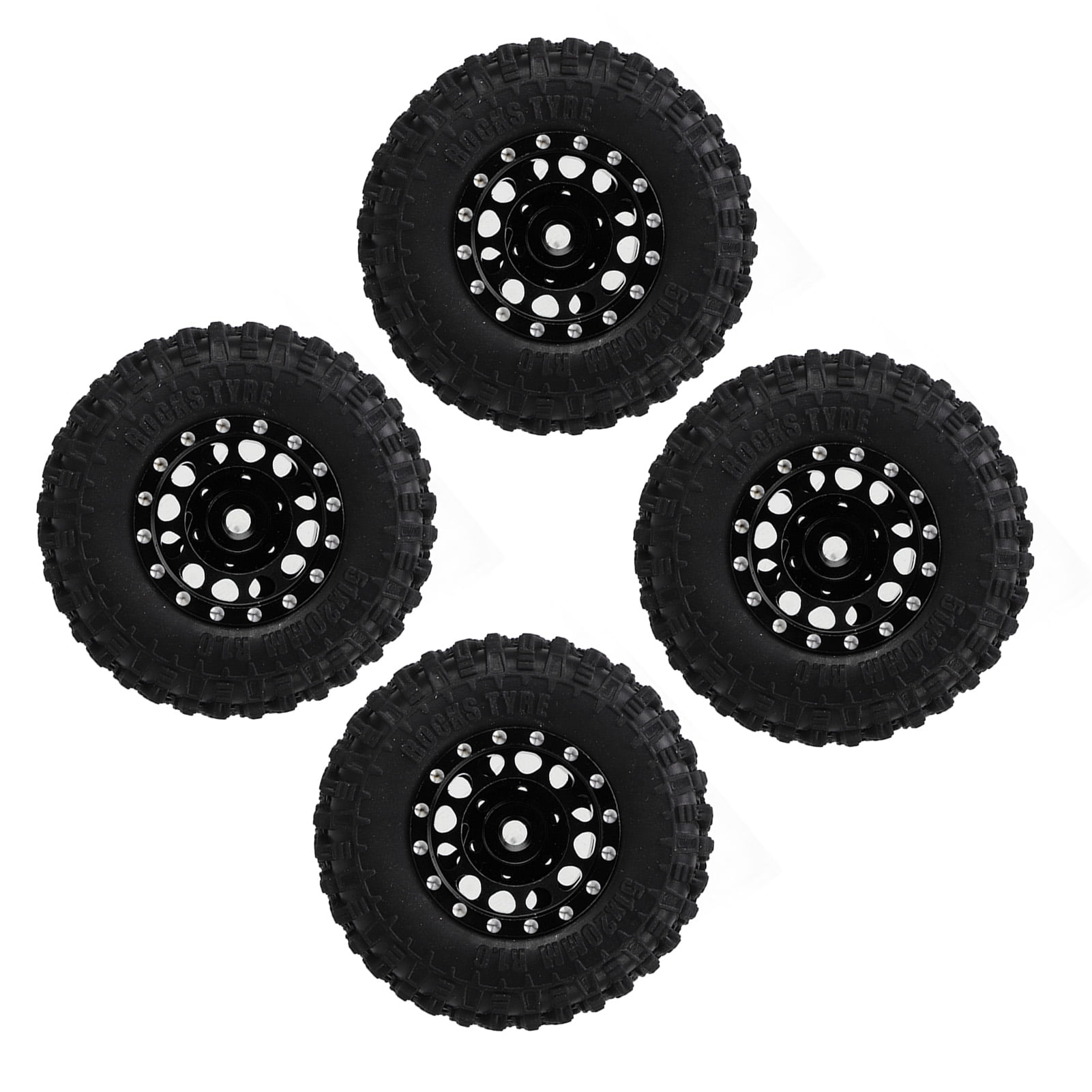 Srliya 4Pcs RC Tire And Wheels Set Aluminum Alloy Hub Rubber Tires For