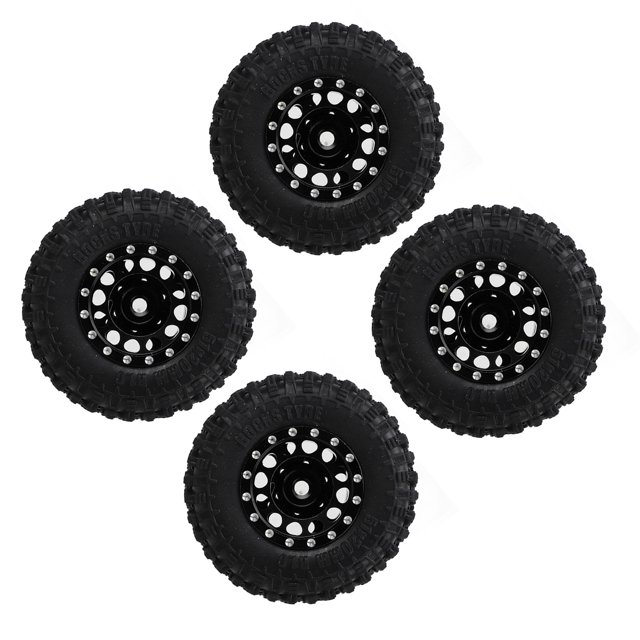 RC Rubber Tires, RC Wheels And Tires 4pcs Anti Wear Replacement Part For 1/24 RC Car Red,Blue,Black