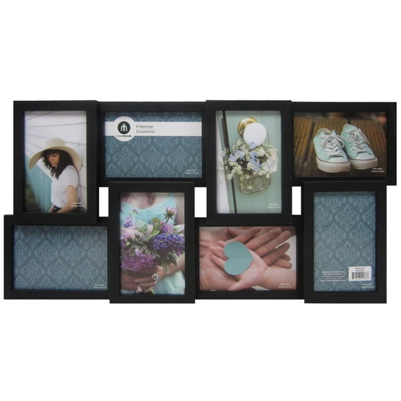 Hometrends 4x6 8-Opening Linear Gallery Collage Picture Frame, Black, 8 Opening Collage Black