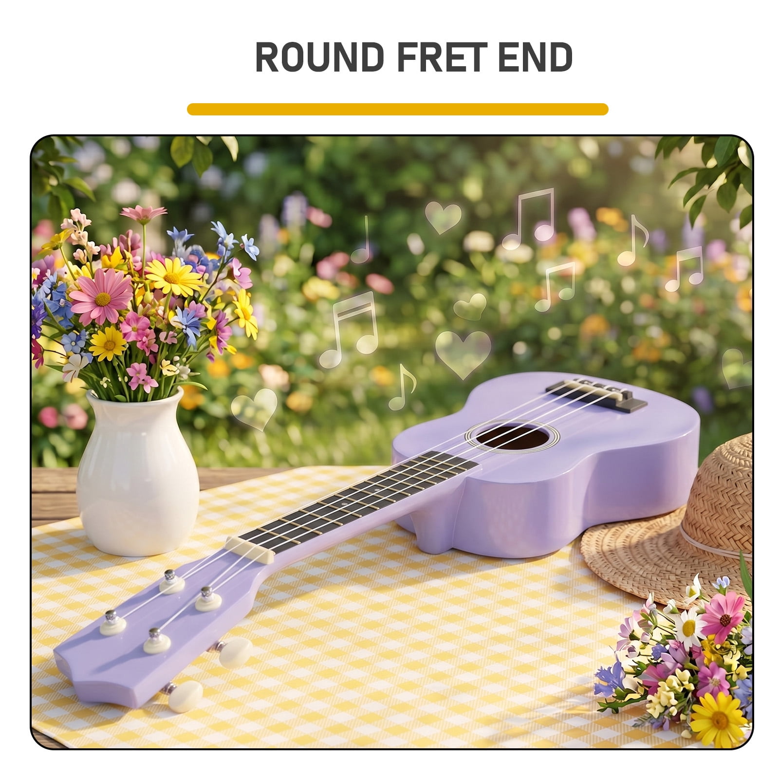 21 Inch Ukulele Beginner Kit with Bag Capo Strap Picks Tuner