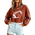 thumbnail image 4 of Cropped Sweatshirts for Women Football Mom Shirts Tunic Tops Baggy Plain Summer Must Haves Hiking Football Season Shirts Basic Tee Pullover Sweaters Loose Fit Long Sleeve Work Office Shirt Orange, 4 of 8