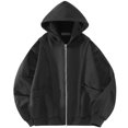 thumbnail image 3 of Zip Up Hoodie Men Fall Winter Long Sleeve Plain Oversized Hooded Sweatshirt with Pockets Cardigan Jacket Outerwear, 3 of 10