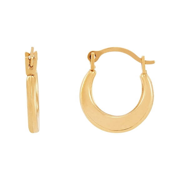 Brilliance Fine Jewelry Girls 10K Yellow Gold Round Hollow Plain Hoop Earrings