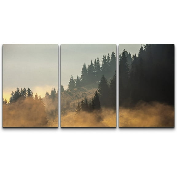 wall26 - 3 Piece Canvas Wall Art - Beautiful Summer Landscape in The Mountains. Sunrise - Modern Home Art Stretched and Framed Ready to Hang - 16"x24"x3 Panels
