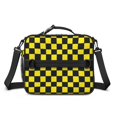 thumbnail image 2 of Yellow and Black Checkered Pattern Insulated Lunch Bag with Shoulder Strap and Bottle Holder,Bento School Lunch Bag Box,11x9.5x3.5 Inches, 2 of 5