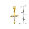 thumbnail image 3 of Wellingsale 14K Two 2 Tone White and Yellow Gold Polished Religious Catholic Crucifix Charm Pendant, 3 of 5