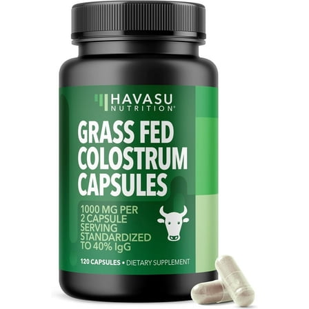 Havasu Nutrition Grass Fed Bovine Colostrum Capsules 1000mg, Immune & Gut Health Support, 120 Count