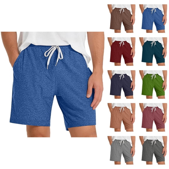 Casual Shorts for Men Summer Lightweight Elastic Waist Wide Straight Leg Loose Athletic Shorts with Pockets