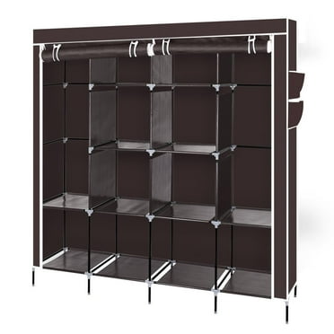 SalonMore Portable Closet Storage Clothes Organizer Wardrobe Clothes Rack with Shelves Non-Woven Fabric Cover