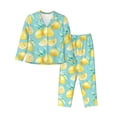 thumbnail image 1 of Fotbe Yellow Lemon Conjunto de Pijama de Manga Larga para Mujer con Estampado, Ropa de Dormir de 2 Piezas, Conjunto de Casa Suave y Cómodo con Bolsillos-Small, 1 of 7