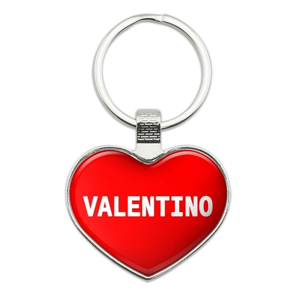 Valentino I Love Name Heart Metal Key Chain