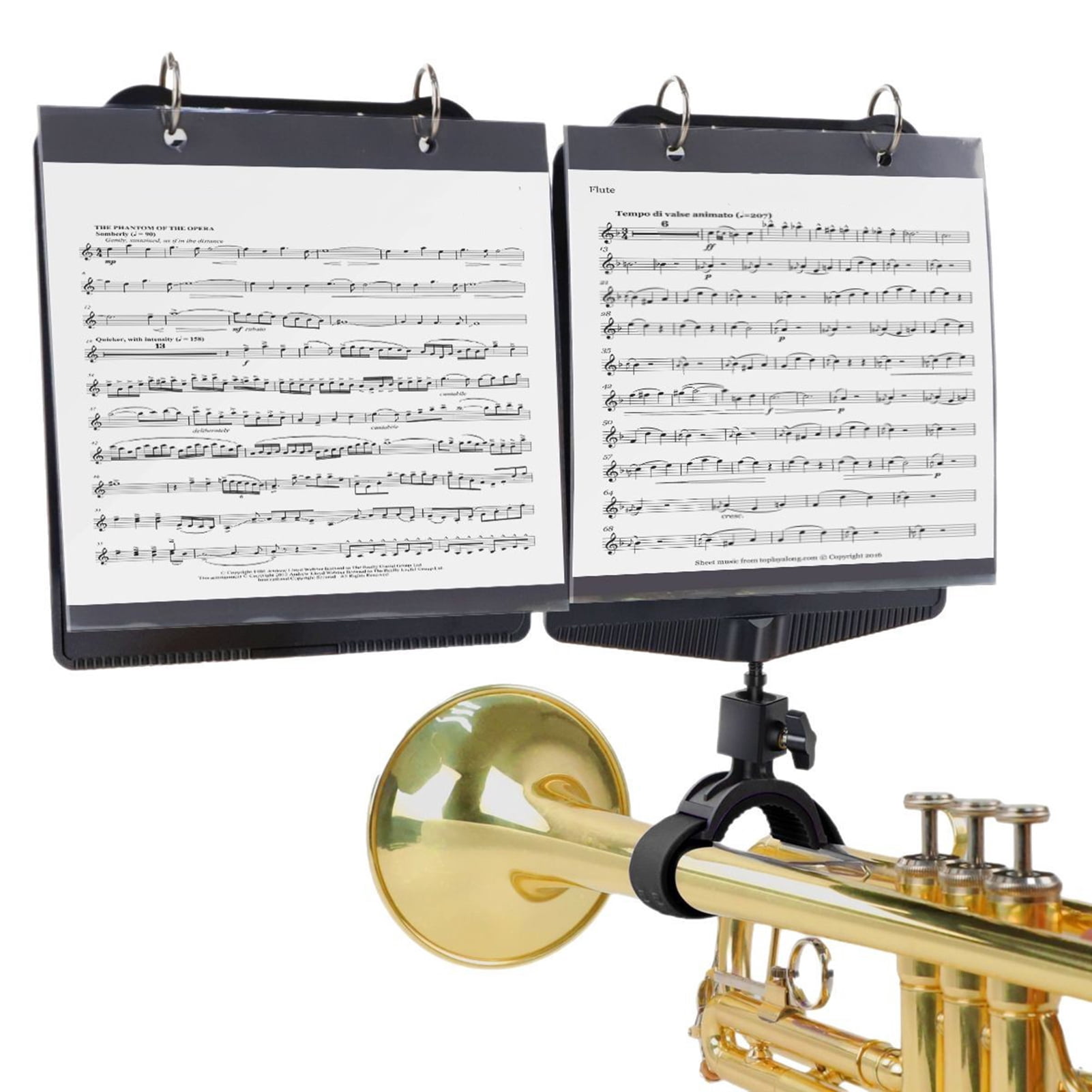 YIFAEUX Trumpet Marching Lyre Adjustable Marching Band Lyre 360-degree Rotation Low Brass Lyre with Sheet Music Folder for Trumpet or Cornet