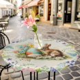 thumbnail image 4 of Easter Bunny Fitted Tablecloth with Elastic Edged, Round Table Cloth for Dining Table, Spring Floral Blossom Easter Eggs Watercolor Waterproof Oil Proof Table Cover for Indoor Outdoor 45"-54", 4 of 8