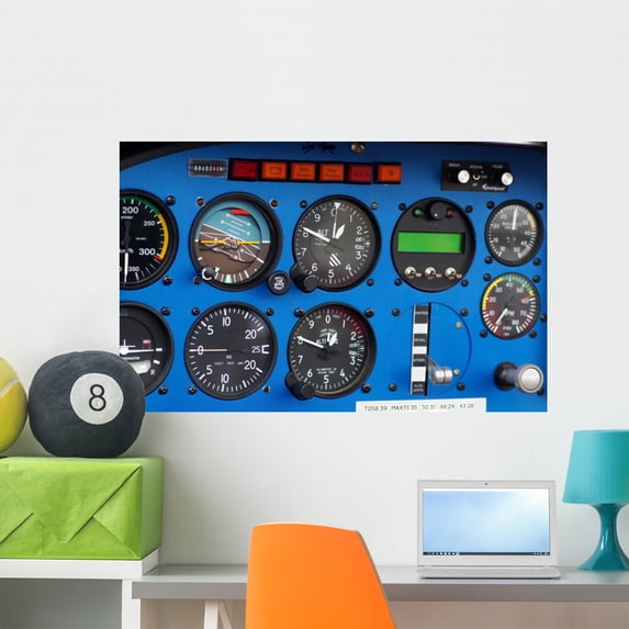 Instrument Panel Small Airplane Wall Mural by Wallmonkeys Peel and Stick Graphic (36 in W x 23 in H) WM210765