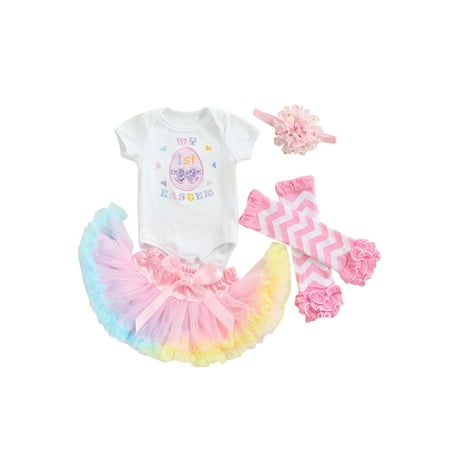 

Bmnmsl Baby Sets Short Sleeve Romper Princess Skirt Leg Warmers Hairband