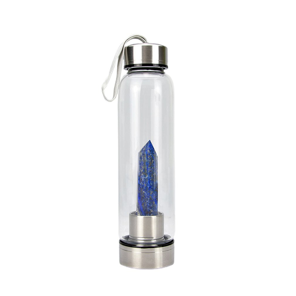 Natural Crystal Obelisk Wand Elixir Glass Water Bottle Point Healing Decor Gifts 