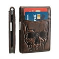 thumbnail image 1 of FeiYen Men Minimalist Skull Bifold Leather Wallet - RFID Blocking Front Pocket Money Clip, 1 of 7