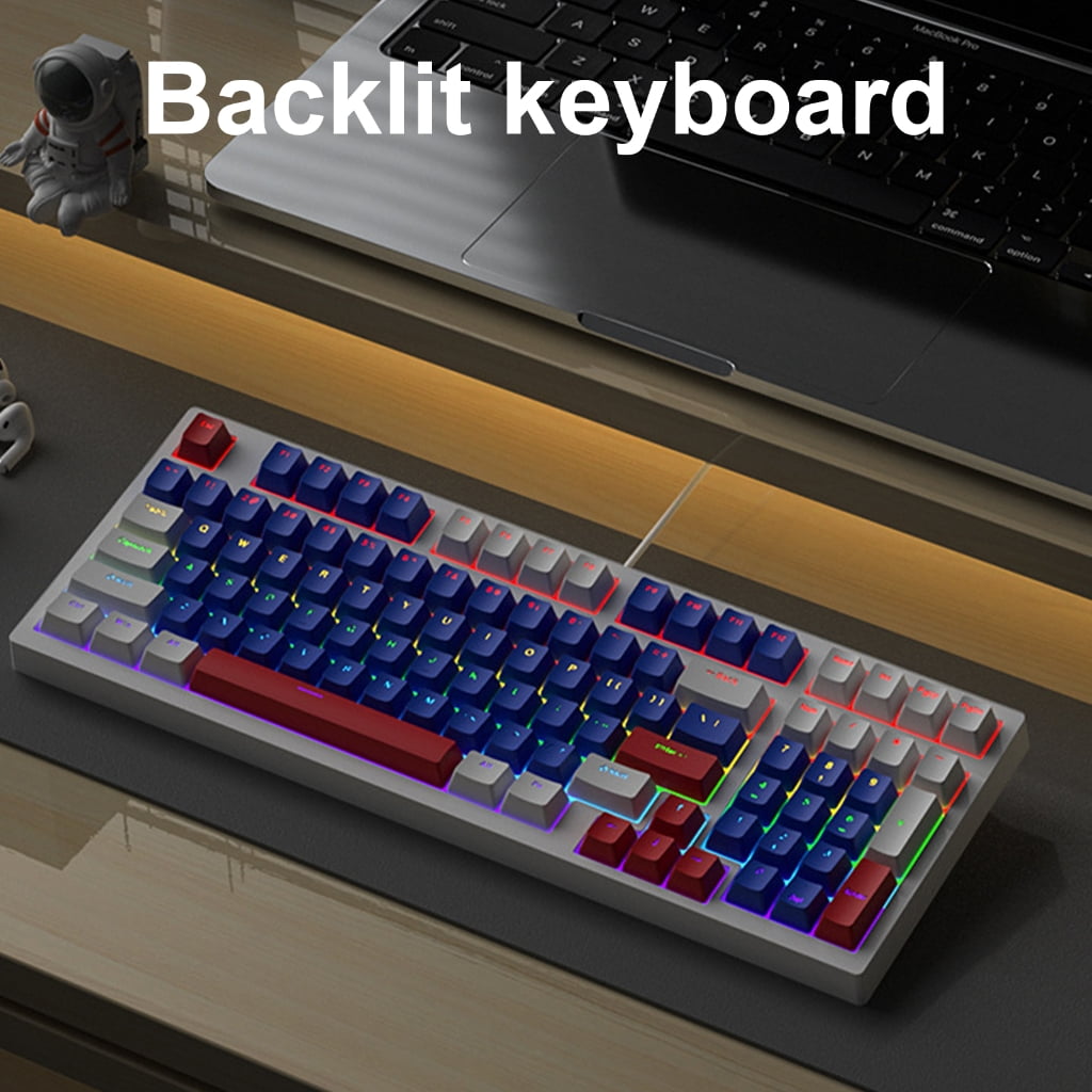 LED Mechanical Keyboard Hot Swappable Gaming Keyboard Corded Keyboard 96 Gaming Keyboard for Computer Laptops