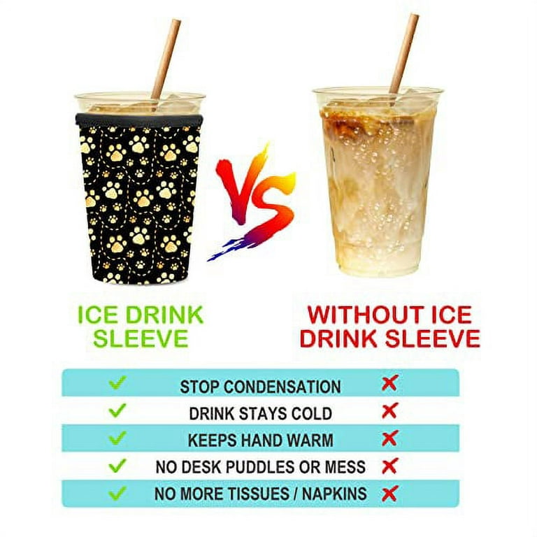 FENSING Reusable Iced Coffee Sleeve for Iced Coffee Cups, 3 Pack Insulator Neoprene Cup Sleeve with Handle for Cold Drinks Beverage Compatible with