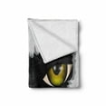 thumbnail image 2 of Eye Soft Flannel Fleece Blanket, Evil Eyes of Wild Black Cat Staring Face Werewolf Animal Monster Scratch Danger, Cozy Plush for Indoor and Outdoor Use, 70" x 90", Yellow Black Grey, by Ambesonne, 2 of 6