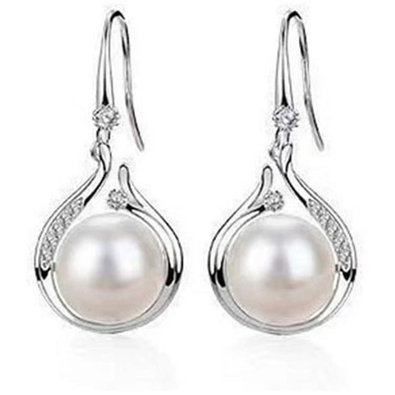 Pearl Jewelry Set for Women Adjustable Dainty Pearl Pendant Necklace Pearl Dangle Earrings Wedding Pearl Silver Jewelry Set