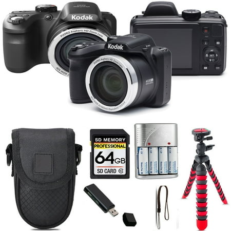 Kodak PIXPRO AZ401 Digital Camera (Black) + Tripod + Case - 64GB Kit