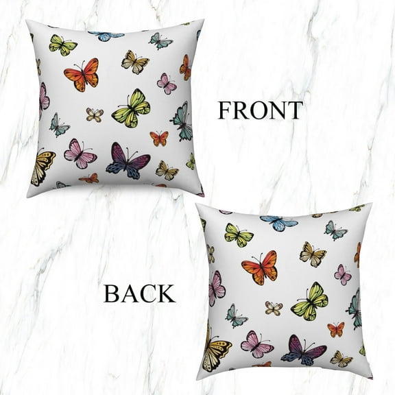 Butterflies Linen Throw Pillow Covers,Set of 2 20x20 Inch, Farmhouse Cushion Cases for Home Decor Sofa Couch Living Room Car