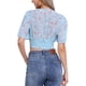 thumbnail image 3 of INSPIRAR CHIC Blusas Cortas de Manga Corta con Cuello en V de Verano con Estampado Floral S Azul, 3 of 6