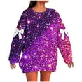 thumbnail image 2 of Women's Christmas Sweatshirt Plus Size Long Sleeve Bow Crewneck Pullover Oversized Casual Party Printed Tops Fall Winter Cozy Sweatshirt, 2 of 5