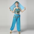 thumbnail image 2 of Eltusu Girls Belly Dance Sets, Elastic Waist Shows Sleeveless Performance Kids Dancewear Sets Sky Blue Size 11-13 T, 2 of 6