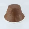 thumbnail image 6 of CoCopeaunts Bucket Hat for Women Autumn Winter Faux Leather Lambswool Fleece Warm Basin Hat Fashion Two Side Wear Fisherman Hat, 6 of 8