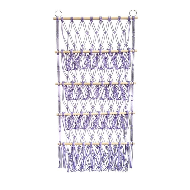 Organisateur Mural pour Peluches Filet Hamac Rangement Jouets en Peluche Boho Macramé, Violet