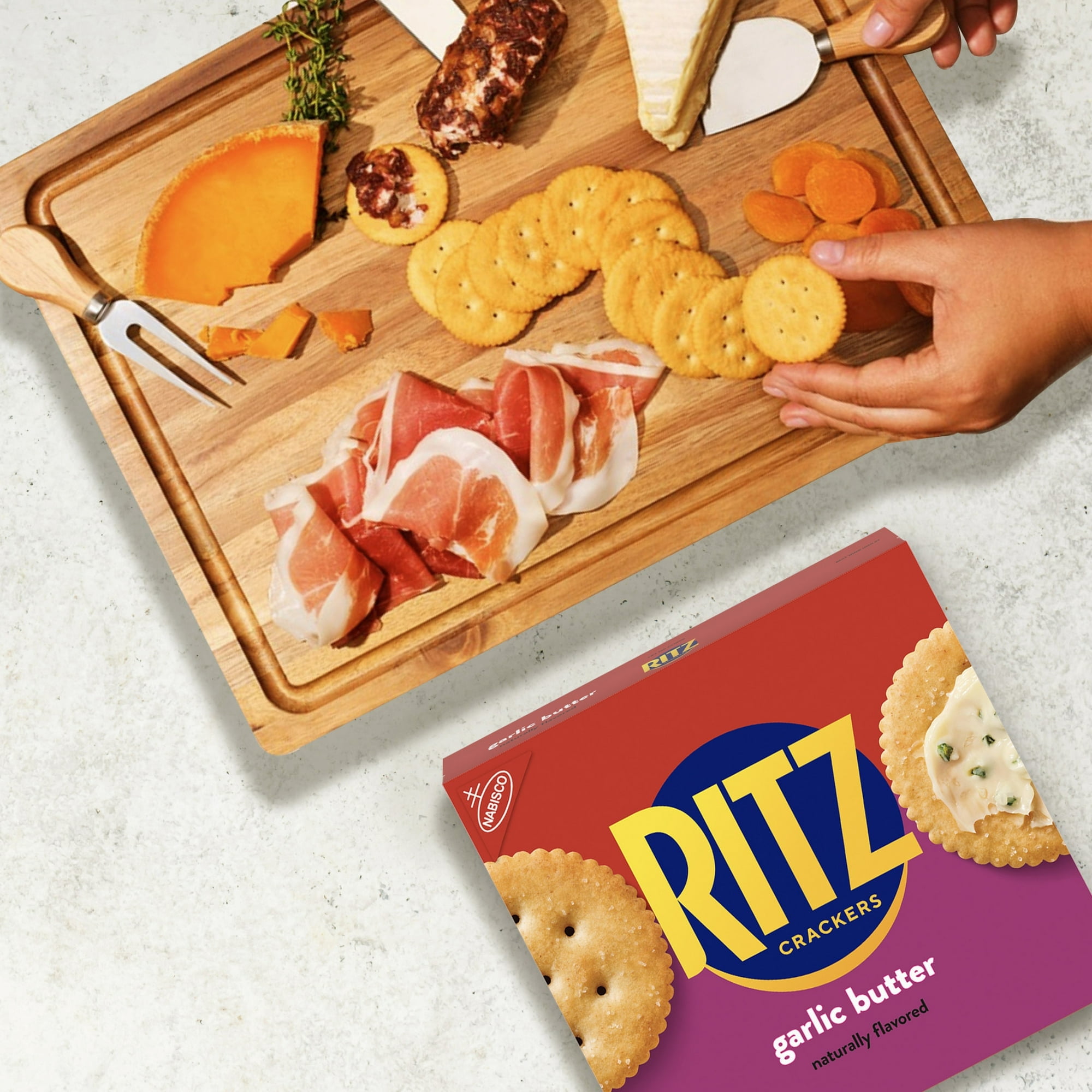 RITZ Garlic Butter Crackers, Snacks for Kids and Adults, Lunch Snacks, 13.7 oz