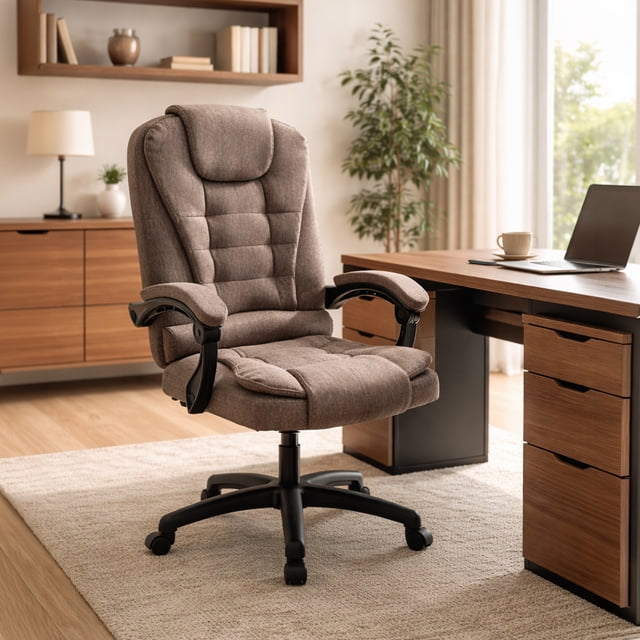 Silla ejecutiva para Oficina escritorio material LINO Transpirable ergonómica 150kg con soporte lumbar reclinable para computadora resistente Ergonomic office chair sala de juntas gerencial Cantilever