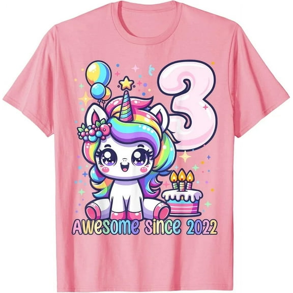 Unicorn 3Rd Birthday 3 Year Old Unicorn Party Girls Outfit T-Shirt Unisex S-5XL Hot Trending Shirt, Vintage Birthday Gift