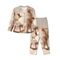 thumbnail image 1 of Balery Relaxing Cat With Tea Conjunto de Pijama con Estampado para Mujer, Conjunto de Dos Piezas con Manga Larga, Ropa de Dormir Suave con Bolsillos, Pijamas Cómodos-Small, 1 of 7