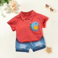 thumbnail image 2 of Boys Shorts Set Summer Clothes Cute Cartoon Short Sleeve Shirt+Denim Shorts Two Piece Set Kids Summer Outfits, 2 of 9