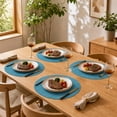 thumbnail image 4 of Unique Bargains 2 Pcs Round Bamboo-like Texture Placemat Blue, 4 of 5