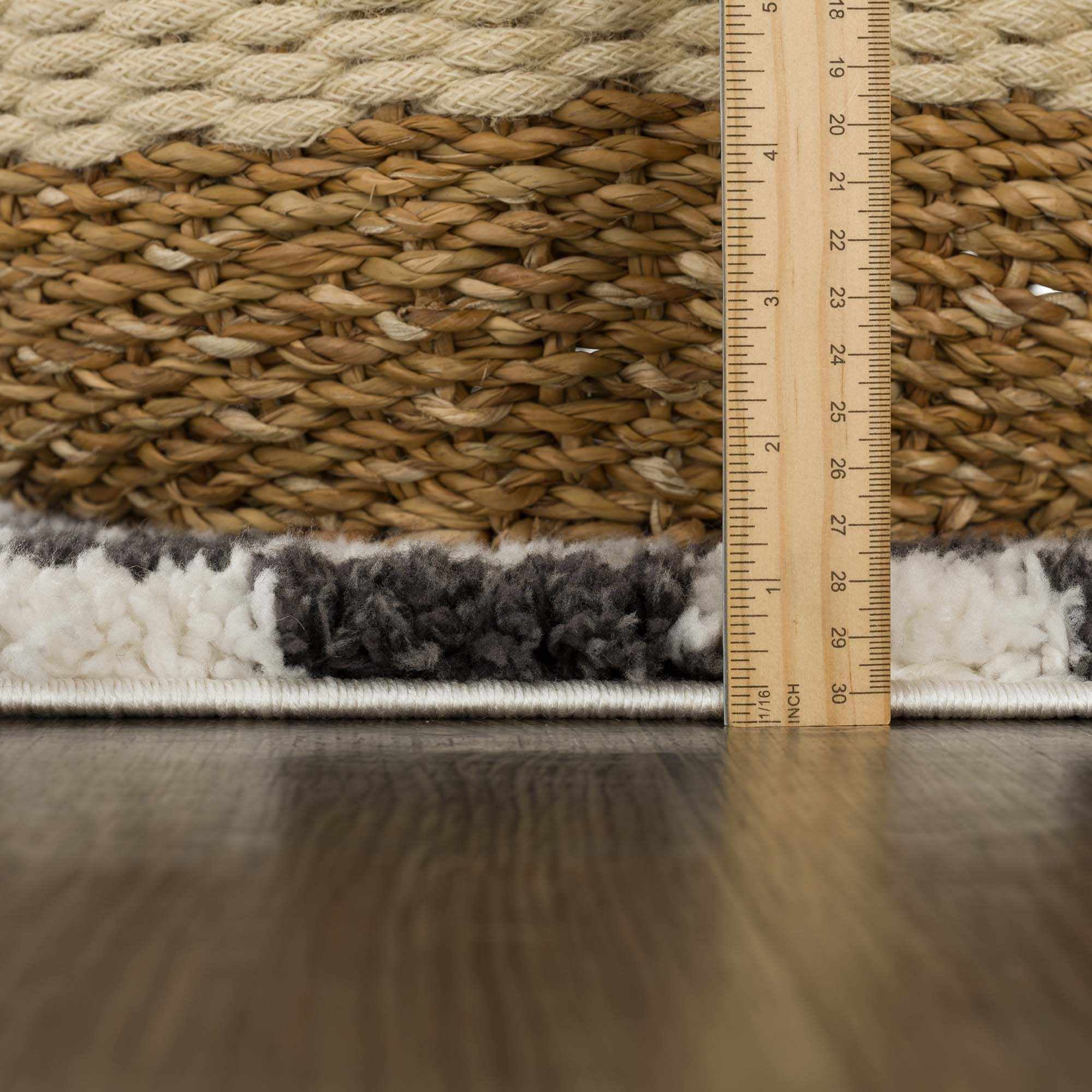 Hauteloom Kieu Contemporary Checkered Fluffy Shag Runner Rug - Modern Geometric Soft Carpet Tiles for Hallway, Kids Room, Nursery - Black, White - 2'7" x 7'3"