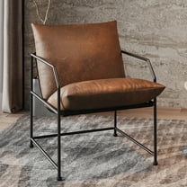 Homy Grigio Living Room Chair Accent Chair Single Sofa Chair Side Chair Brown Faux Leather Finish with Black Metal Legs