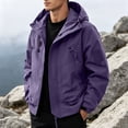 thumbnail image 4 of Ecqkame Rain Jackets for Men Lightweight Windproof Waterproof Hiking Hooded Jacket Long Sleeve Outdoor Cycling Casual Outerwear Purple L, 4 of 7