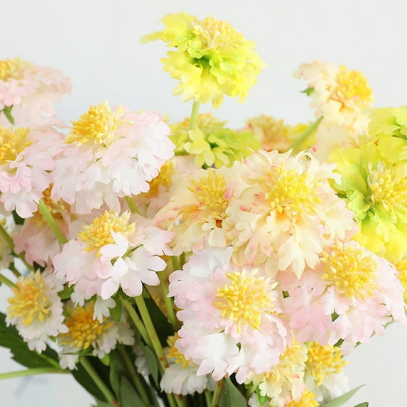 Vnanda 10Packs Artificial Fake Flower Plants Silk Chrysanthemum DIY Ball Hydrangea Arrangements Wedding Bouquets Decor Home Kitchen Garden Party Table